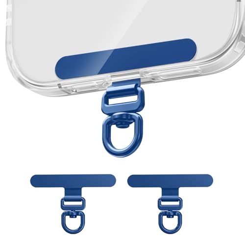 saxsion Phone Tether Tab & Lanyard Tab, 360° Swivel Clip - Ultra Thin Stainless Steel Universal Patch for All Phone Cases - color: Sapphire Blue*2