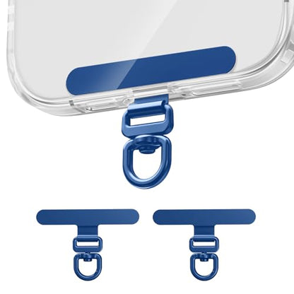 saxsion Phone Tether Tab & Lanyard Tab, 360° Swivel Clip - Ultra Thin Stainless Steel Universal Patch for All Phone Cases - color: Sapphire Blue*2