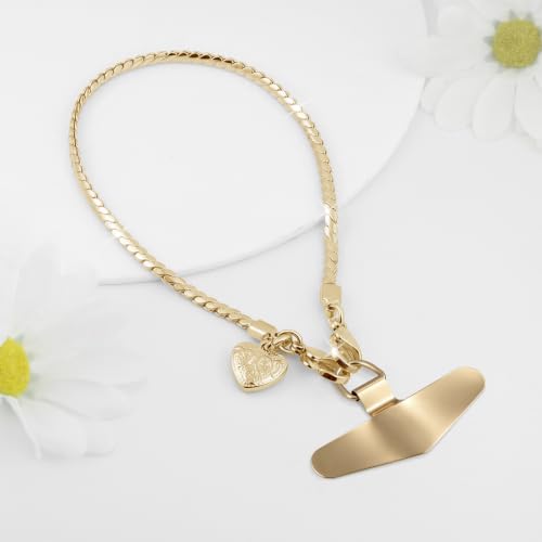 Phone Charm Strap Detachable Wrist Strap For iPhone Anti Theft Strap Phone Chain Wristlet - color: Pale Gold