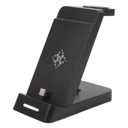 Naroote 3 in 1 Charging Station, Foldable Travel Wireless Charger Stand with Phone Holder, for Watch 6 5 4 Buds Pro (Black)