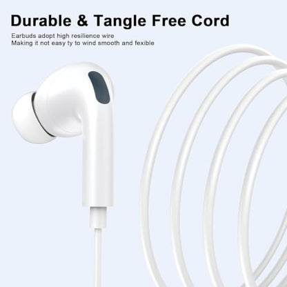 [Apple MFi Certified] Wired Headphones for iPhone 14 13 12,Lightning Connector Built-in Mic& Volume Control HiFi Stereo Nosie Reduction Earphones Earbuds Compatible with iPhone 13/11/XR/XS/X/8/7(2Pcs) - color: Pure white