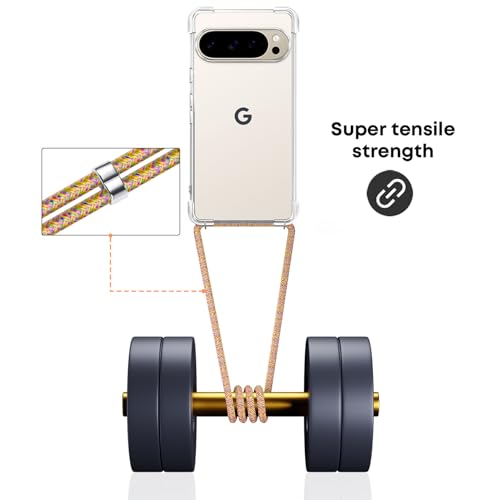 for Google Pixel 10 Pro XL Crossbody Case Clear Neck Hanging Strap Adjustable Shoulder Lanyard Phone Cover Women Girls Soft TPU Slim Anti-Drop Protection Mobile Case for Pixel 10 Pro XL - Rainbow - size: for Google Pixel 10 Pro XL