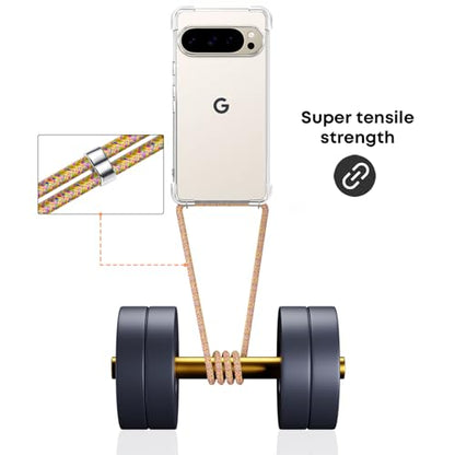 for Google Pixel 10 Pro XL Crossbody Case Clear Neck Hanging Strap Adjustable Shoulder Lanyard Phone Cover Women Girls Soft TPU Slim Anti-Drop Protection Mobile Case for Pixel 10 Pro XL - Rainbow - size: for Google Pixel 10 Pro XL