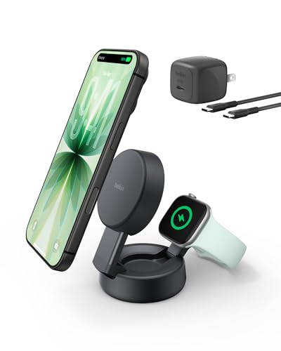 Belkin Qi2.2 25W Wireless 2 in 1 iPhone Charger, Fast Charging for Travel - color: Black, style: 2 in 1