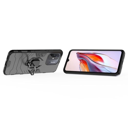 Max Power Digital Magnet Case for Xiaomi Redmi 12c Shockproof Hard Phone Cover with Grip, Metal Ring Kickstand Bumper Shell [Compatible with Magnetic Car Mount] (Black) - color: Black, size: Xiaomi Redmi 12c