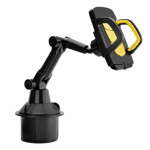 Bittwee Cup Holder Phone Mount, Adjustable Car Phone Holder, Yellow - color: Yellow
