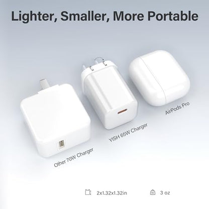 YISH 65W USB C Charger with 3.3FT USBC Charging Cable White