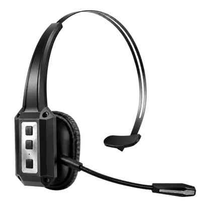 Bytewaveshop Trucker Bluetooth Headset with Mic, 55H Talk Time Wireless Headset, 99% Noise Cancelling Headphones with 270° Adjustable Mic, Bluetooth 6.0, Dual Device for Truck Drivers, Calls, Driving - color: Silver