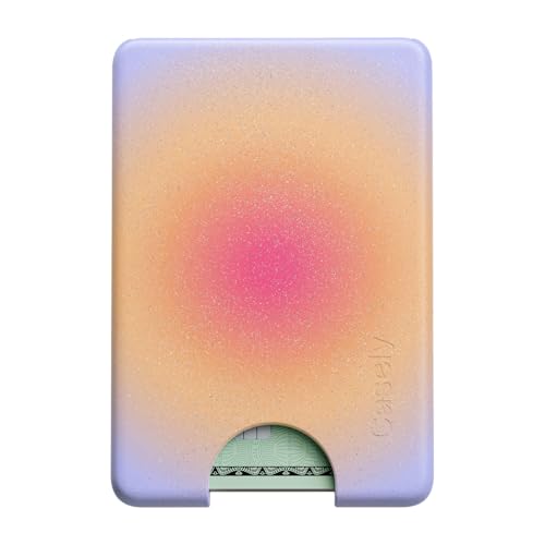 Casely MagWallet | Aura | Sunset Halo | Rainbow | Slim Wallet Card Holder | Compatible with MagSafe | Soft-Touch Hard Silicone | Holds Up to 3 Cards - color: Aura | Sunset Halo | Rainbow