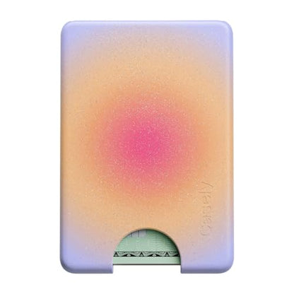 Casely MagWallet | Aura | Sunset Halo | Rainbow | Slim Wallet Card Holder | Compatible with MagSafe | Soft-Touch Hard Silicone | Holds Up to 3 Cards - color: Aura | Sunset Halo | Rainbow