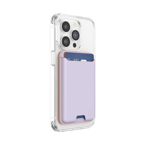 PopSockets Softgoods Phone Wallet and Adapter Ring for MagSafe, Phone Card Holder, Wireless Charging Compatible, Wallet Compatible with MagSafe® - Lavender - color: Pale Lavendar, style: Without Grip