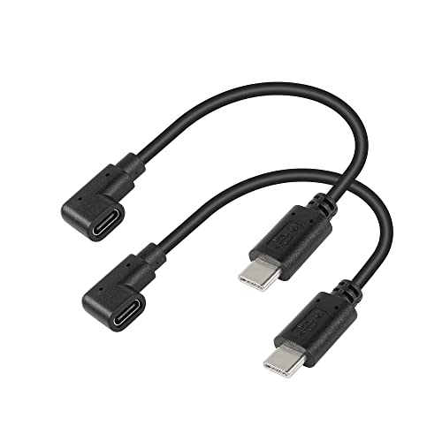 GINTOOYUN USB C Extension Cable, USB Type C Male to Right Angle 90 Degree USB Type C Female Charger Cable for Laptop.Tablet.Mobile Phone（0.3m）