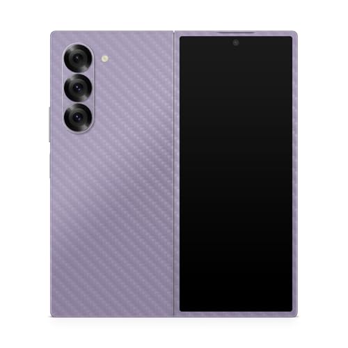 Carbon Fiber Phone Skin Compatible with Samsung Galaxy Z Fold 6 - Solid Lavender - Premium 3M Vinyl Protective Wrap Decal Cover - Easy to Apply | Crafted in The USA by MightySkins - color: Solid Lavender, style: Carbon Fiber Textured Finish