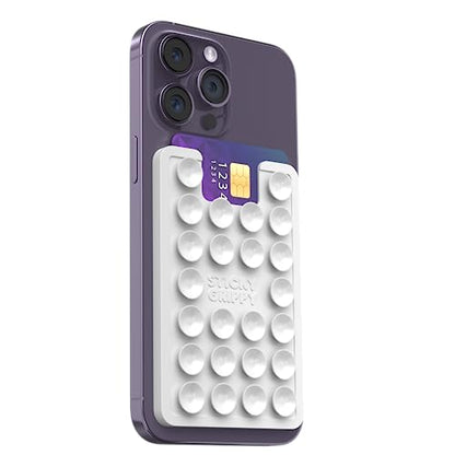 StickyGrippy Suction Phone Card Holder Mount, Phone Wallet, Silicon Adhesive Phone Accessory for iPhone and Android, Hands-Free Mirror Shower Phone Holder, TikTok Videos and Selfies (White) - color: White