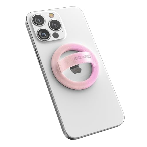 Encased Magnetic Phone Grip Holder Thin Silicone Finger Loop Ring Compatible with iPhone (Pink Sparkle) - color: Gradient Pink Sparkle