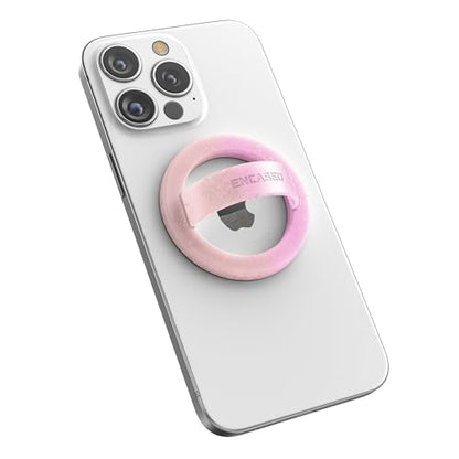 Encased Magnetic Phone Grip Holder Thin Silicone Finger Loop Ring Compatible with iPhone (Pink Sparkle) - color: Gradient Pink Sparkle