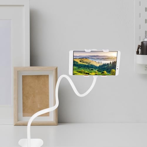 Homoyoyo 2pcs Gooseneck Phone Holder for Bed 360 Adjustable Clamp Clip Phone Mount Holder Cell Phone Clip Support Stand Overhead Cell Phone Mount Stand for Desk