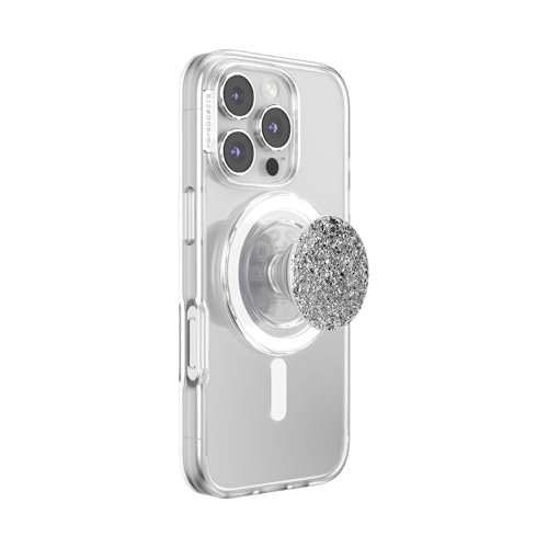 PopSockets Phone Grip for MagSafe, Magnetic Holder- Silver Foil - color: Confetti Foil Silver, style: MagSafe