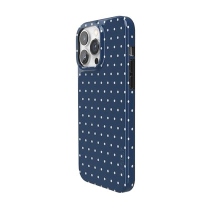 Casely iPhone 14 Pro Case | On the Dot | Navy Polka Dot | Compatible with MagSafe | Classic Ultra Slim Design - color: On the Dot | Navy Polka Dot, size: Iphone 14 Pro