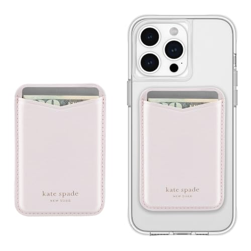 kate spade new york Magnetic Card Holder/Wallet - Pale Dogwood | Stylish Phone Wallet - Compatible w/MagSafe Phones & Cases -Detachable MagSafe Wallet for iPhone 17 Pro Max/16/15/14/Pixel 10 - color: Pale Dogwood