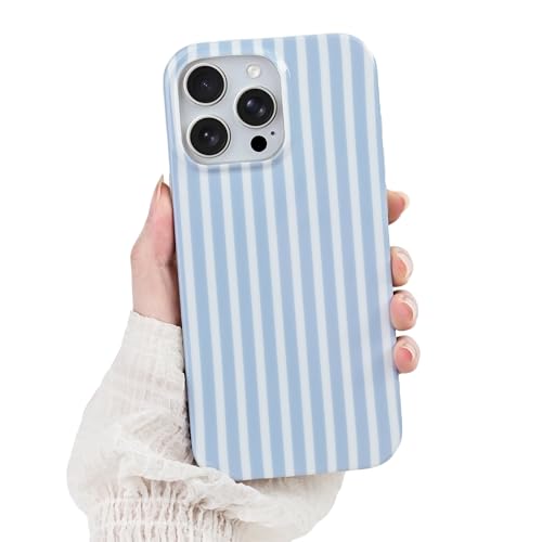 Cute Striped Case for iPhone 16 Pro Max 6.9",Blue | Non-fade Aesthetic Striped Pattern,Slim Fit,Lightweight,Kawaii Cute iPhone 16 Pro Max Case for Women Girls,Soft TPU - color: Blue, size: iPhone 16 pro Max