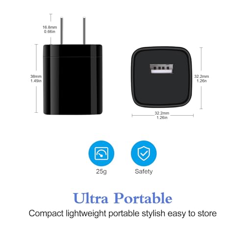 Single Port Charging Block, 1A/5V Black Wall Charger Box USB Charging Plug - color: all-black