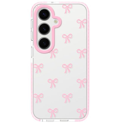 Dumkery Cute Phone Case for Samsung Galaxy S24 Plus, Bow Aesthetic Pattern Cases, Soft Clear TPU Shockproof Bumper Cover for Girls Women, Pink - size: Samsung Galaxy S24 Plus