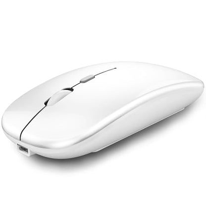 WREANU Wireless Bluetooth Mouse Rechargeable Laptop Mice, Bright White - color: Bright White