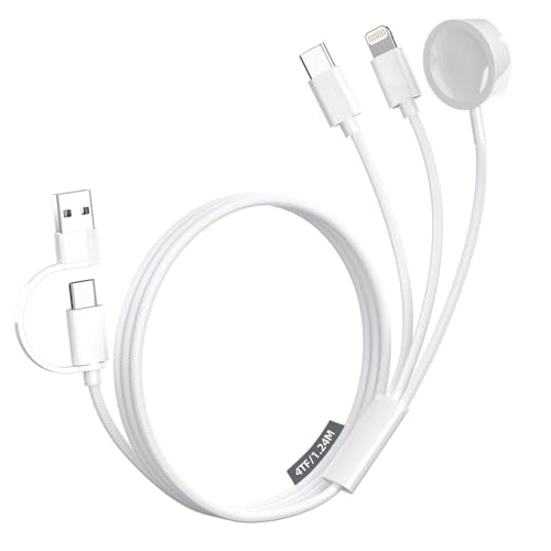 3 in 1 USB C Cable for Apple Watch Charger,iPhone 17/16/15,Lightning 4FT