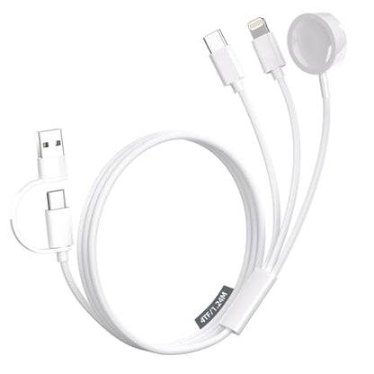 3 in 1 USB C Cable for Apple Watch Charger,iPhone 17/16/15,Lightning 4FT