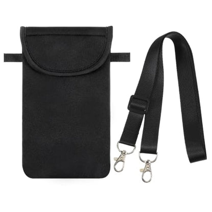cobee Universal Neoprene Cell Phone Pouch,7.09×3.74 InBlack | Waterproof Phone Sleeve with Neck Strap Lanyard Holder Crossbody Bag Around Neck Carrying Case for Seniors with the Belt Clip