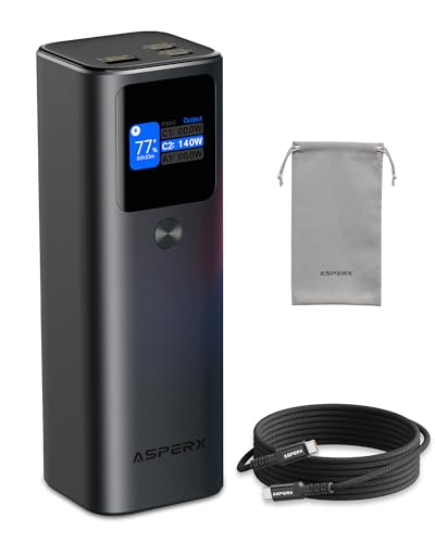 AsperX Laptop Power Bank, 27,600mAh 162.5W PD3.1 Charging Aluminum Unibody - color: Deep Grey