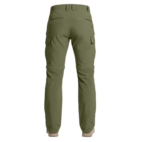 Mens Cargo Pants Convertible Zip-Off Waterproof Work Pants Lightweight with Multi Pockets Stretch Tactical Hiking Pant - color: 13#army Green, size: Medium