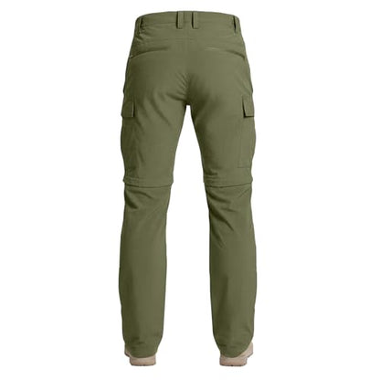 Mens Cargo Pants Convertible Zip-Off Waterproof Work Pants Lightweight with Multi Pockets Stretch Tactical Hiking Pant - color: 13#army Green, size: Medium