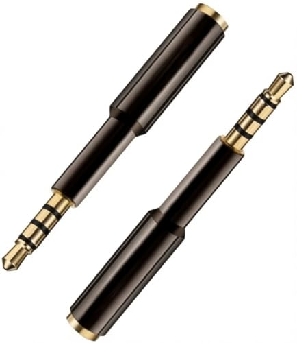 3.5mm Headphone Jack Extender, 4-Pole Audio Adapter 2-Pack | Slim / Black Color / 3.5mm Male to 3.5mm Female