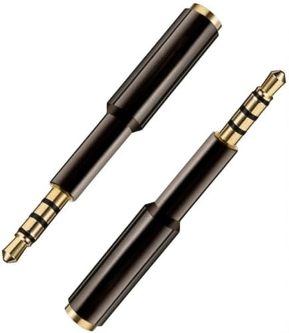 3.5mm Headphone Jack Extender, 4-Pole Audio Adapter 2-Pack | Slim / Black Color / 3.5mm Male to 3.5mm Female