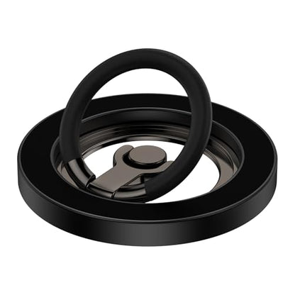 Magnetic Phone Ring Holder for MagSafe,360° Rotation Cell Phone Grip Stand - color: Black