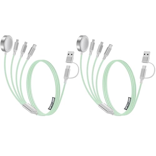 4-in-2 Multi Charging Cable for Apple Watch Charger/iPhone/Galaxy Charger - color: 2-Green+Green, size: 1.2M