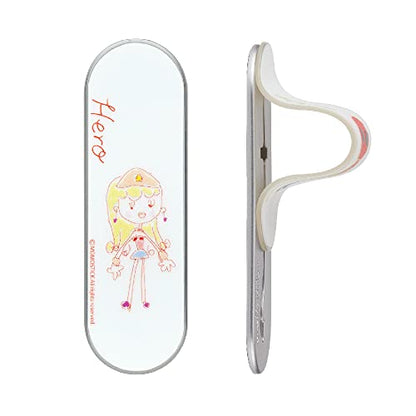 Momostick Flatstick, Cell Phone Finger Grip Strap Holder for Hand, Cell Phone Stand, New Slim Finger Loop Selfie Grip Compatible with Most Smartphones-Little Hero Girl - color: Little Hero Girl