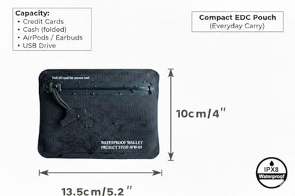 Heavy Duty Airtight Wallet Submersible Waterproof Wallet Protection for Keys, Cards - color: Black, size: 5.2" X 4" / 13.5CM X 10 CM