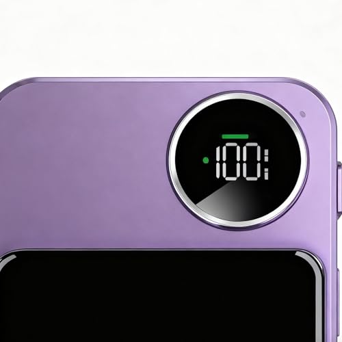 Wireless Charger Pad 20000mAh, Magnetic Fast Charging Hub for Phone Earbuds Smart Watch, Portable Power Bank Charger for Desk Home Office Travel Device - color: Purple