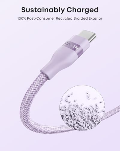 Anker Nano USB A to USB C Cable, CarPlay USB to USB C Cable (3 ft, Violet) - color: Violet, size: 3ft