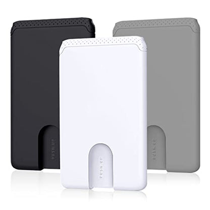 SHANSHUI 3 Pack Phone Card Holder Ultra Slim Phone Credit Card Holder Stick on Wallet Anti-Lost Design Wallet Pocket Compatible for iPhone and Most Smartphones - Black White Grey - color: Black, Grey, White x 3 PCS