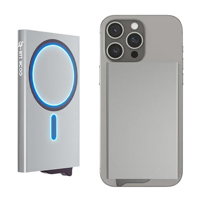 CODE 118 Wallet for Men - Slim Minimalist Aluminum Magnetic Card Holder - RFID Blocking Front Pocket Mag Safe Wallet with Strong Magnet Attachment (Slate Grey) - color: Slate Grey