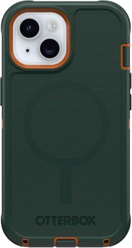 OtterBox iPhone 15, iPhone 14, & iPhone 13 (Only) - Defender Series MagSafe Case - Green Intrigue - Built-in Magnets - Screenless - Rugged & Durable - with Port Protection - Holster Clip Included - color: Green Intrigue, style: MagSafe