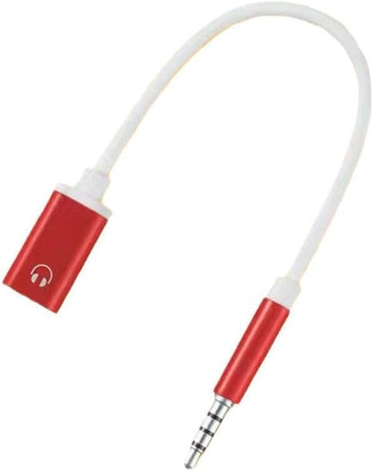 Red Type-C to 3.5mm Audio Adapter - Universal Analog Audio Cable for Smartphones, Laptops and Gaming Headphones, Durable Earphone Adapter with Noise Cancellation