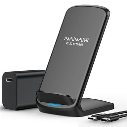NANAMI Fast Charger, 15W Max Wireless Charging Stand with PD20W Adapter - color: Black