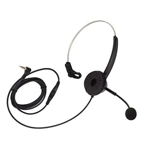 H360-3.5VA Single Sided Headset, Corded Monaural Headset with Noise Canceling Mic and Volume Control, Single Ear Headset for 3.5mm Jack Devices in Call Centers and