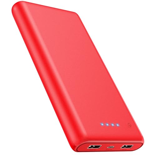 Portable Charger Power Bank 26800mah,Ultra-High Capacity Safer External Cell Phone Battery Pack,2 USB Output High Speed Charging Power bank Compatible with iPhone 17 16 15 14 13 Samsung Android LG-Red - color: Red