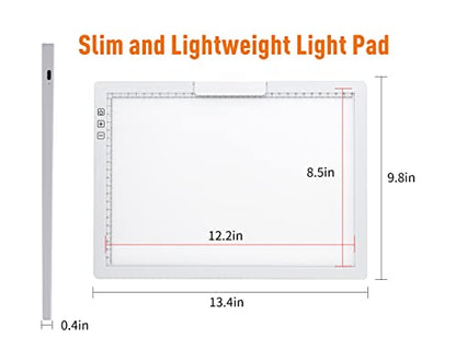 YINGWOND Rechargeable A4 LED Light Pad w/Built-in Riser Stands, 6 Levels of Brightness, Type-c Charging Port, Evenly Illuminated Light Box for Tracing, and Diamond Painting- (White) - style: Rechargeable-A4 White